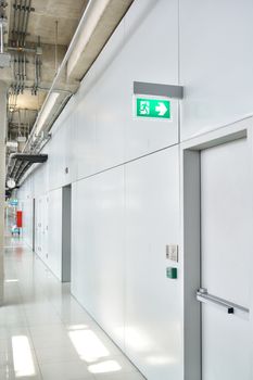 Fire exit sign in factory