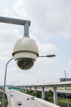 CCTV Camera Operating on road detecting traffic