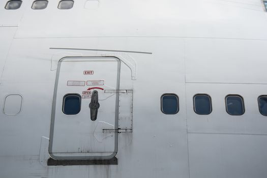 Emergency door exit on the plane