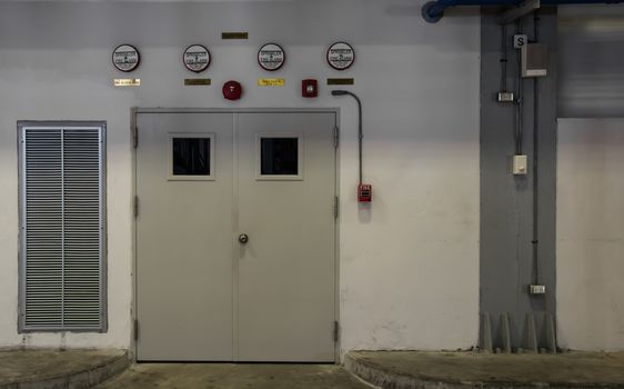 Grungy wall with door room control