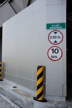 stack of traffic Pole safety wall and entrance fix