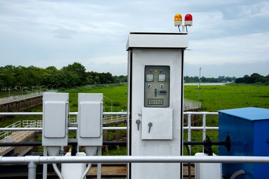 Electric control box of floodgate on the river