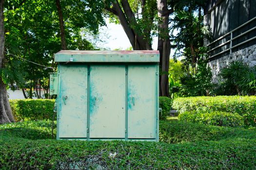 Electric control box in the garden