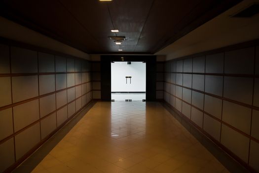 interior with glass doors and a showcase