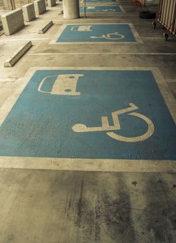 symbo cripplel Indoor disabled parking, vintage
color tone