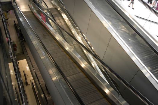 Escalator stairs in station color Filter