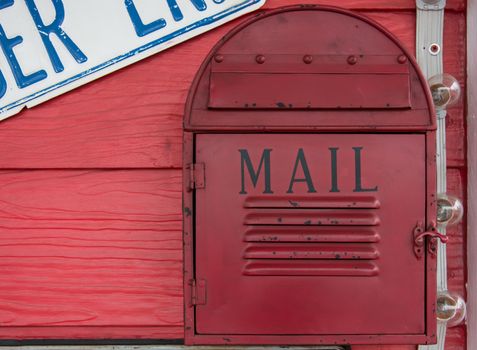 vintage mailbox on wood wall