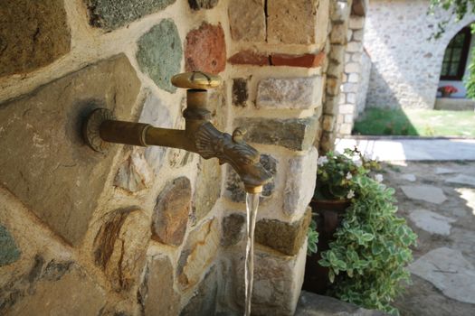 bronze water faucet with a lions head old tap