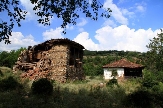 old village with demolished houses