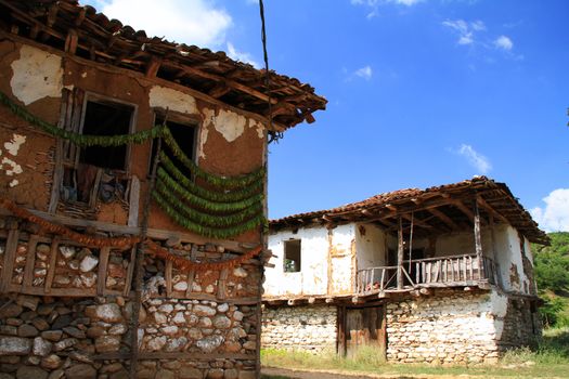 old village with demolished houses