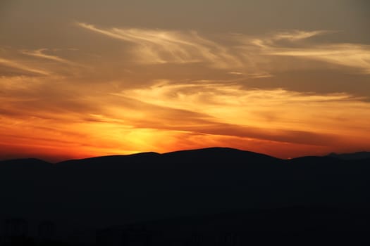 Red purple orange sunset sky landscape