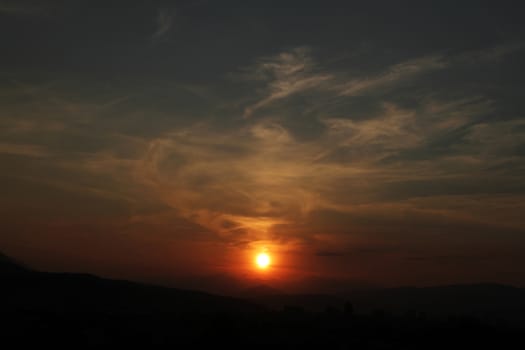 Red purple orange sunset sky landscape