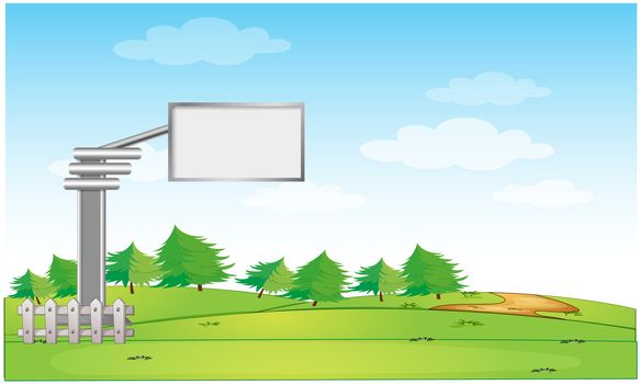 mock up illustration of bill board advertising in a park