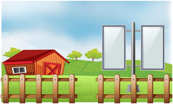 mock up illustration of bill board advertising in agriculture farm