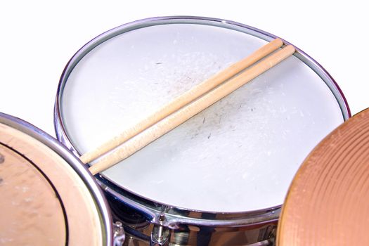 Music conceptual image. Drum snare on isolated background.