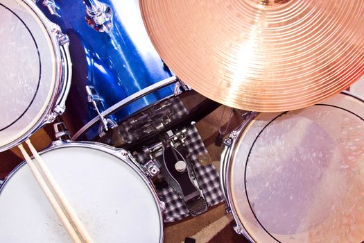 Drums percussion. Snare toms and cymbals. Music conceptual image.