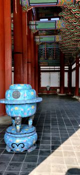 Blue Objects in the Interiors of Royal palace, Gyeongbokgung, in Seoul, Korea