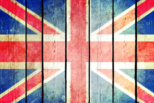 Great britain wooden grunge flag. Great britain flag painted on the old wooden planks. Vintage retro picture from my collection of flags.