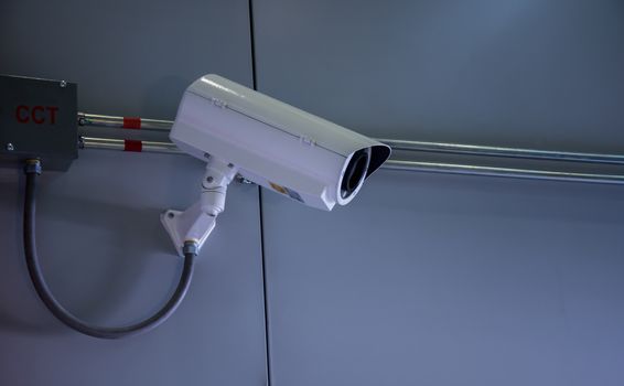 CCTV camera or surveillance operating with electric door in back