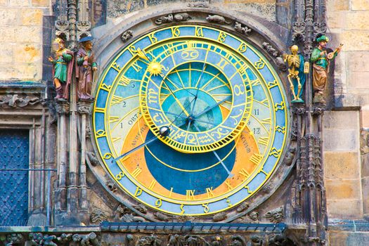 Prague. Close up of Orloj Astronomical Clock.