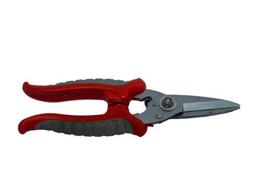 A professional Cable scissors with a plastic handle. accessories for engineer jobs and repair of electrical cable.