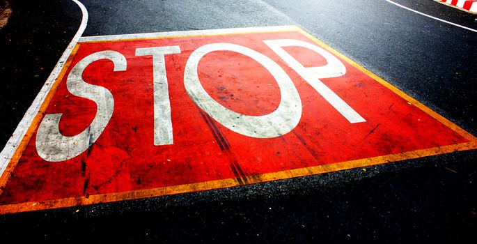 Traffic signs stop on the on road