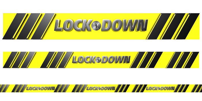 No entry area strip Is a 3D illustration lockdown area isolated on a white background. (With Clipping Path).