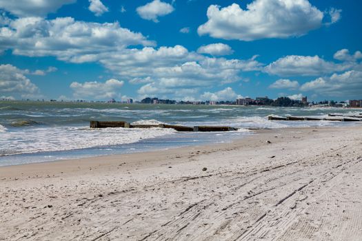 Breakers to prevent sand erosion on beach of Clearwater Florida