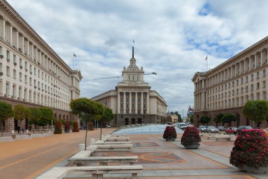 Sofia, Bulgaria - 9 October 2017: Office of the National Assembly, view from Independence square