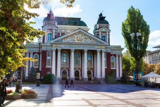 Sofia, Bulgaria - 9 October 2017: Ivan Vazov National Theatre