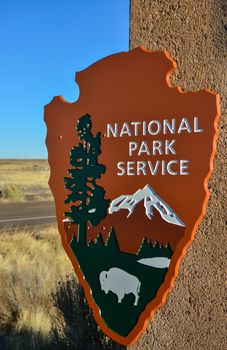 USA, ARIZONA- NOVEMBER 17, 2019:  A sign saying "National Park Service", Arizona