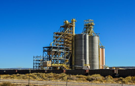 USA, ARIZONA - NOVEMBER 18, 2019: large towers for storing bulk materials in a suburb of Phoenix, Arizona USA