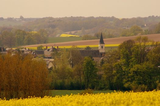 Rural village in the Indre department of Loire Valley, France