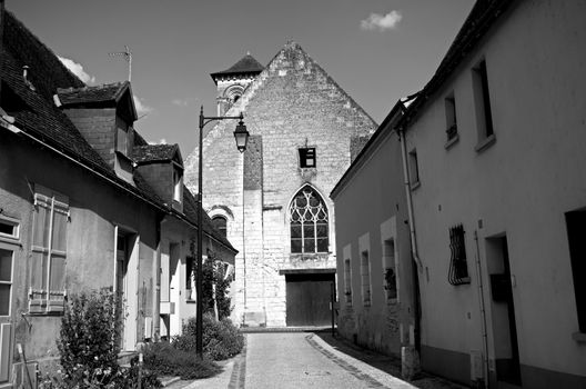 Monochrome village street in rural France