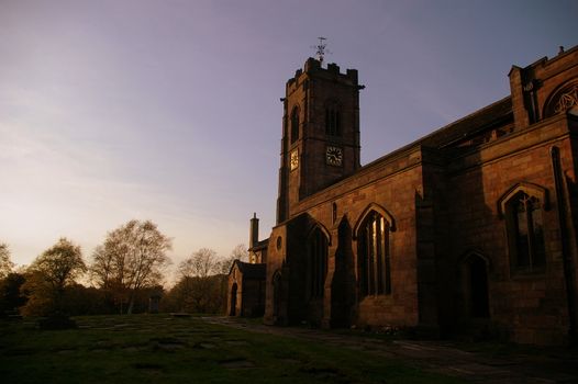 St. Mary's Church and graveyard, Prestwich, Greater Manchester, UK