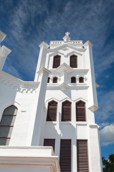 White towers on an old Episcopal church in Key West, Florida