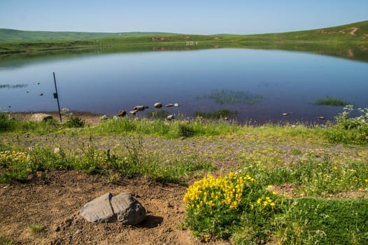 lake of godivelle in puy de dome in france