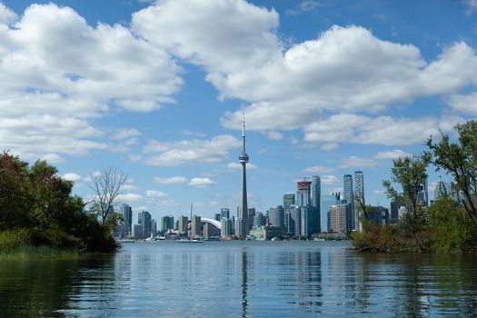 Toronto, Canada - 9 September 2017: Toronto skyline view from islands