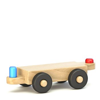 Wooden train empty wagon 3D render illustration isolated on white background