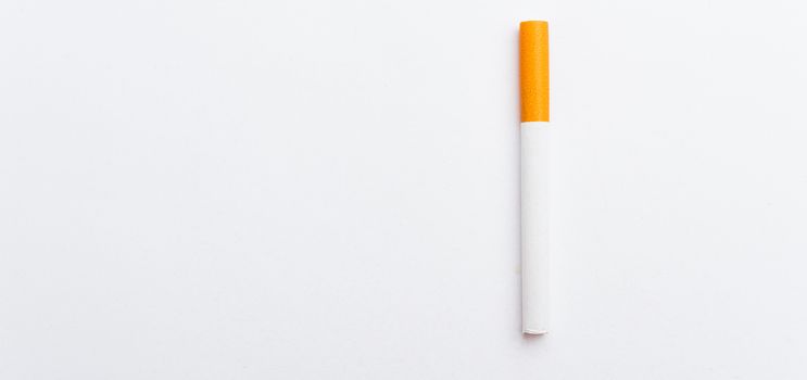 31 May of World No Tobacco Day, no smoking sign close up full pile cigarette or tobacco on white background with copy space, and Warning lung health concept