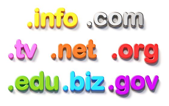 Website hosting and Internet domain names 3D render illustration isolated on white background