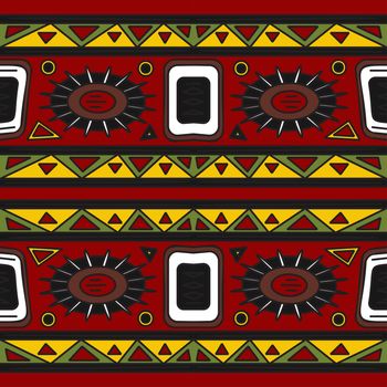 Seamless abstract ethnic pattern, tribal background. Seamless pattern can be used for wallpaper, web page background, others. Bright vector tribal texture.