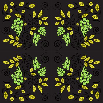 Seamless floral pattern with ornamental flowers in Khokhloma style. Floral design. Traditional russian Hohloma ornament with flowers in bright colors. Vector illustration