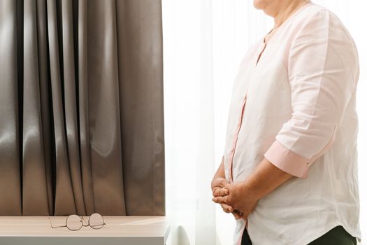 old woman, obesity, fat, healthcare and medical concept