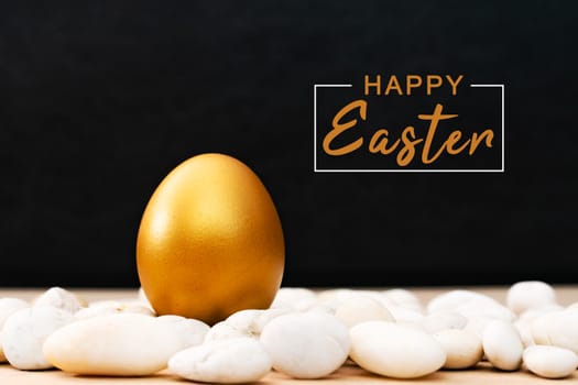 Golden Easter egg, happy Easter sunday hunt holiday decorations