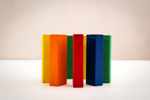 Group, diversity, circle of friends, united concept. wooden block circle form on white backgound