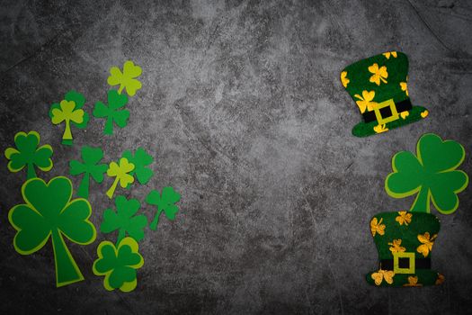 St Patricks day, festive leprechaun hat and green Shamrocks