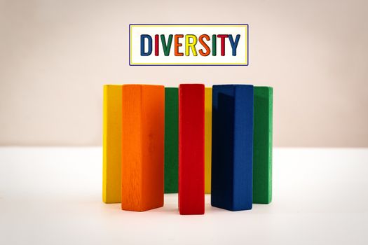 Group, diversity, circle of friends, united concept. wooden block circle form on white backgound