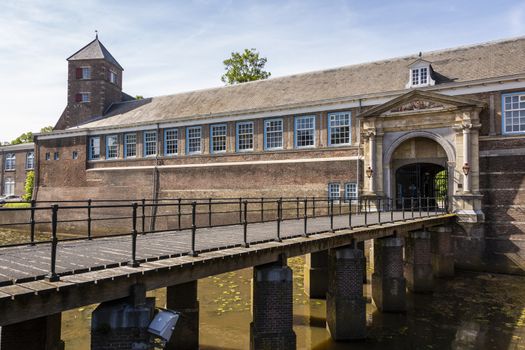 Entrance bridge and main door of the old and historic castle of Breda. holland netherlands