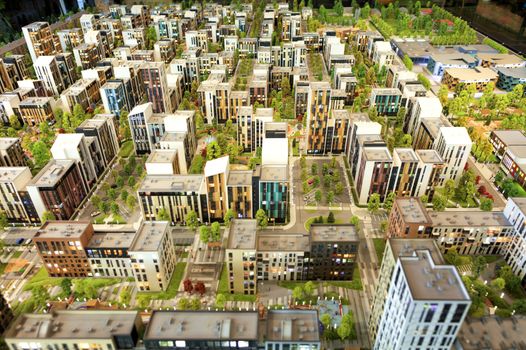 Layout of a residential area of urban condominium in miniature